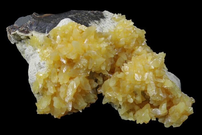 Fluorescent, Yellow Calcite Crystal Cluster - South Dakota #170695